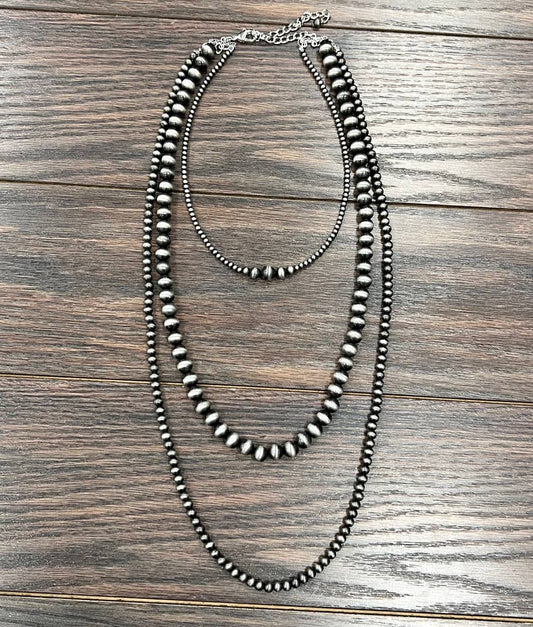 30" Navajo 3 Strand Bead Necklace