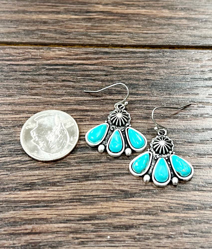1" Turquoise Spike Dangle Earrings