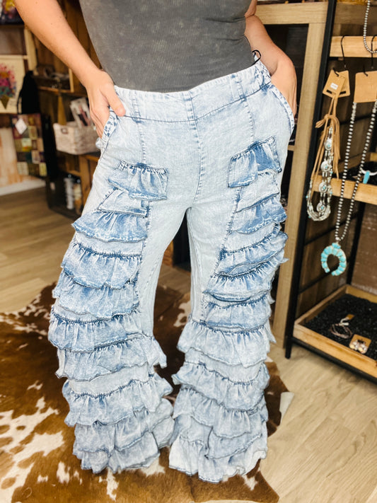 Ruffles on Ruffles Denim Bell Bottoms