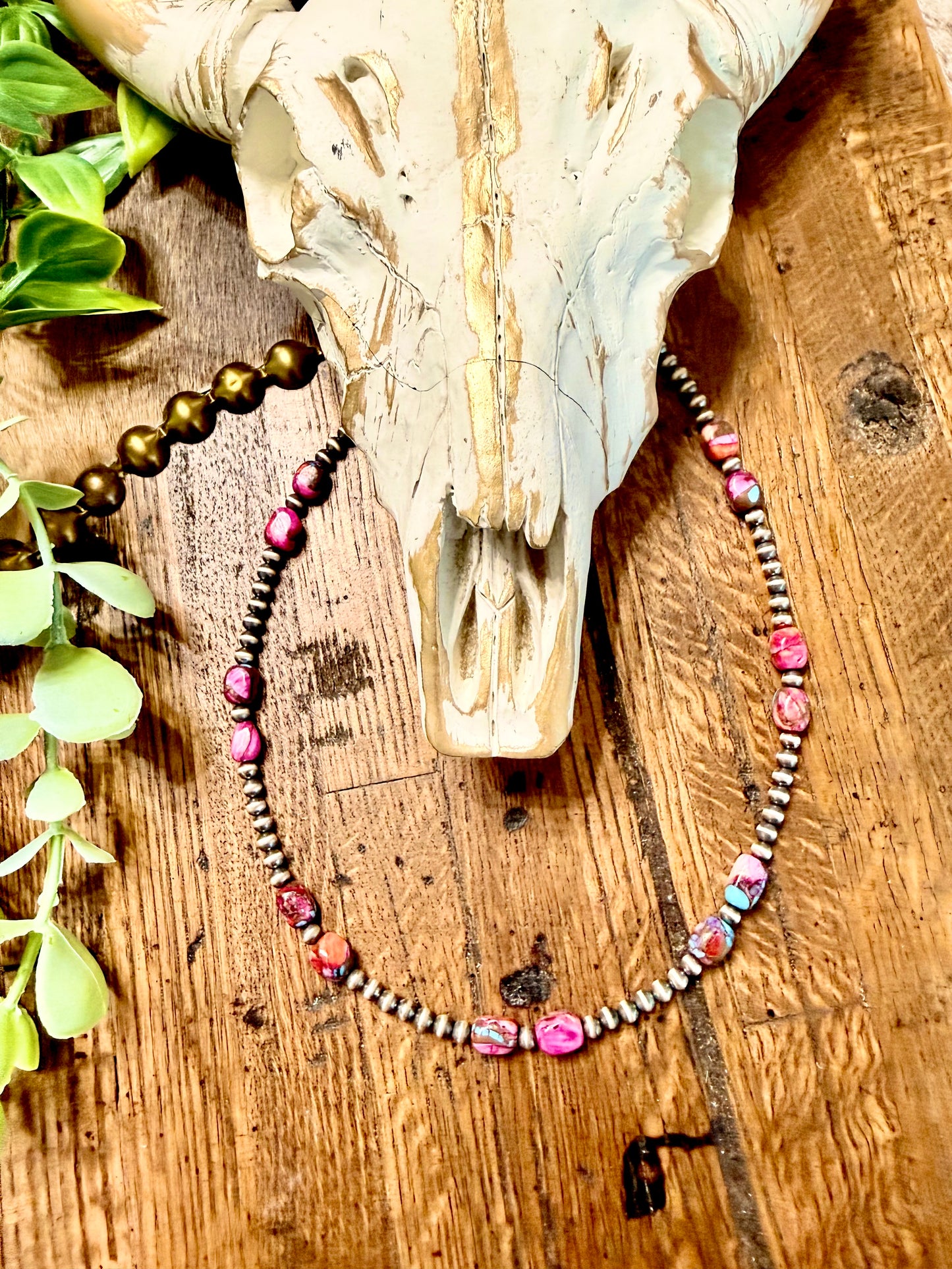 Pink Dahlia Desert Pearl Necklace