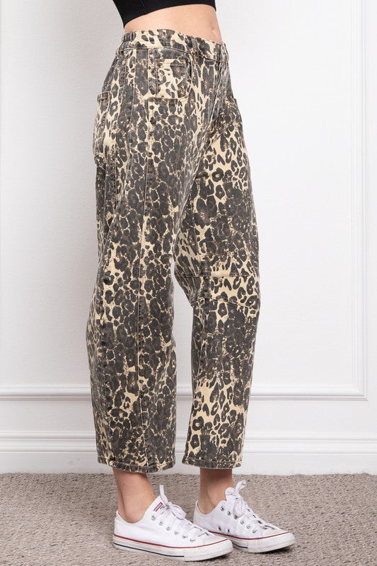 Luxe Leopard Barrel Jean