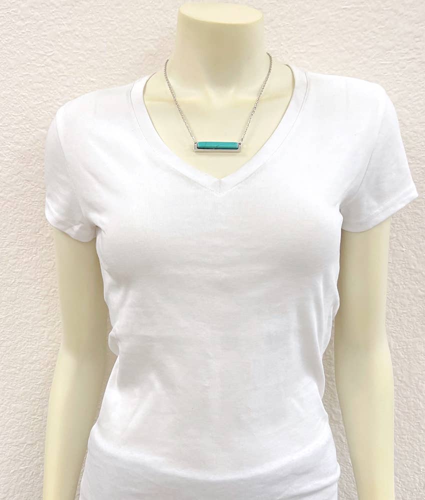 16" Bar Turquoise Necklace Earrings Set