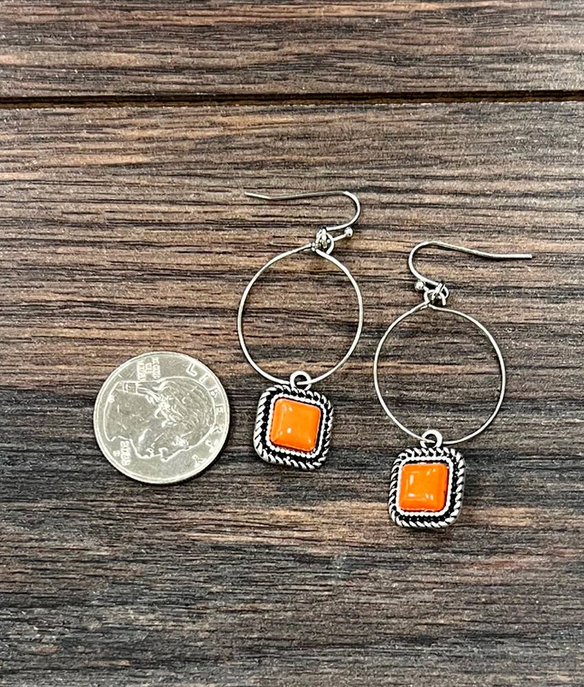 Sunset Orange Hoop Earrings