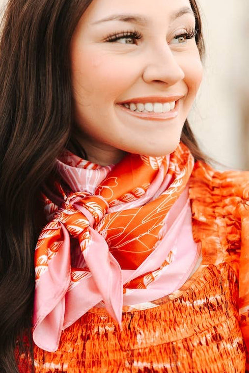 Pink Red Bootstitch Printed Wild Rag