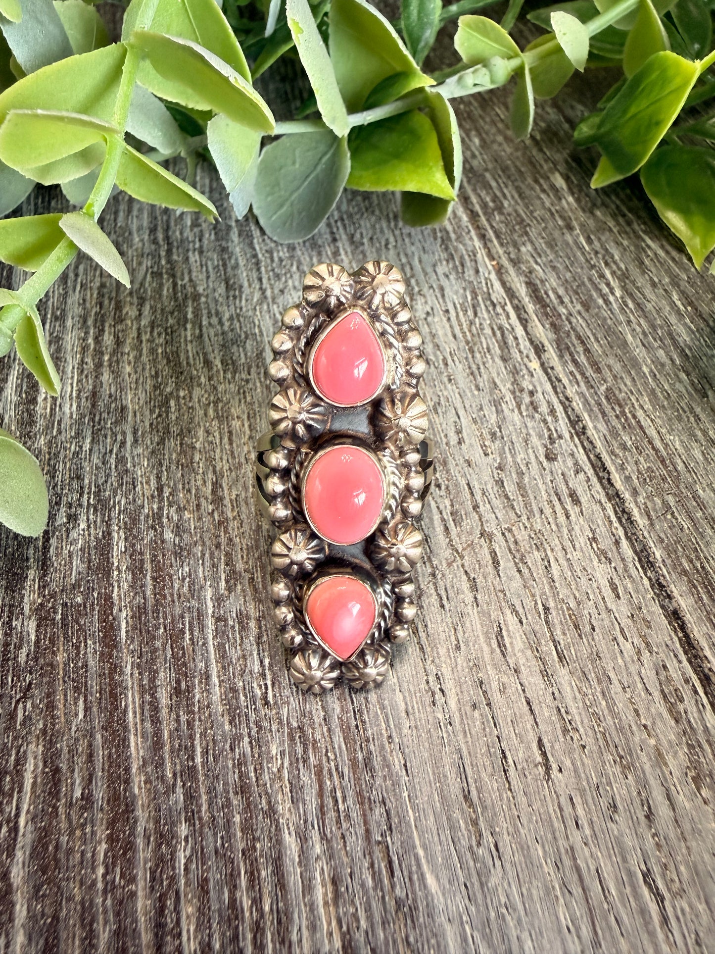 JJJ ~ Triple Pink Conch Ring sz 8.5