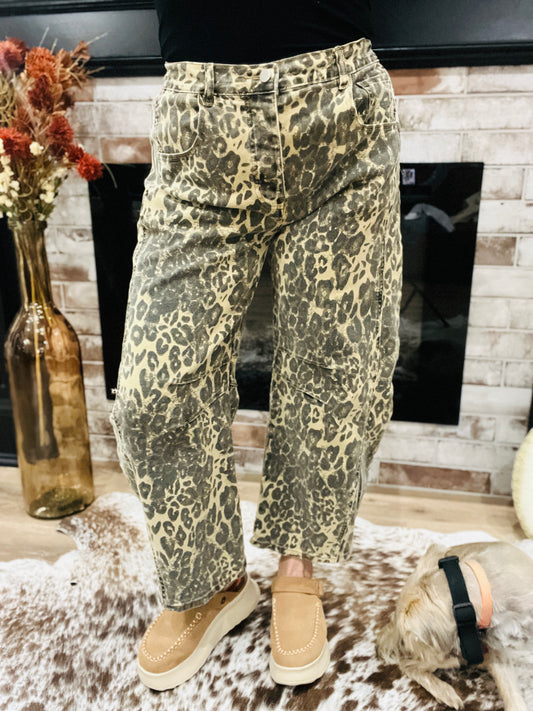 Luxe Leopard Barrel Jean