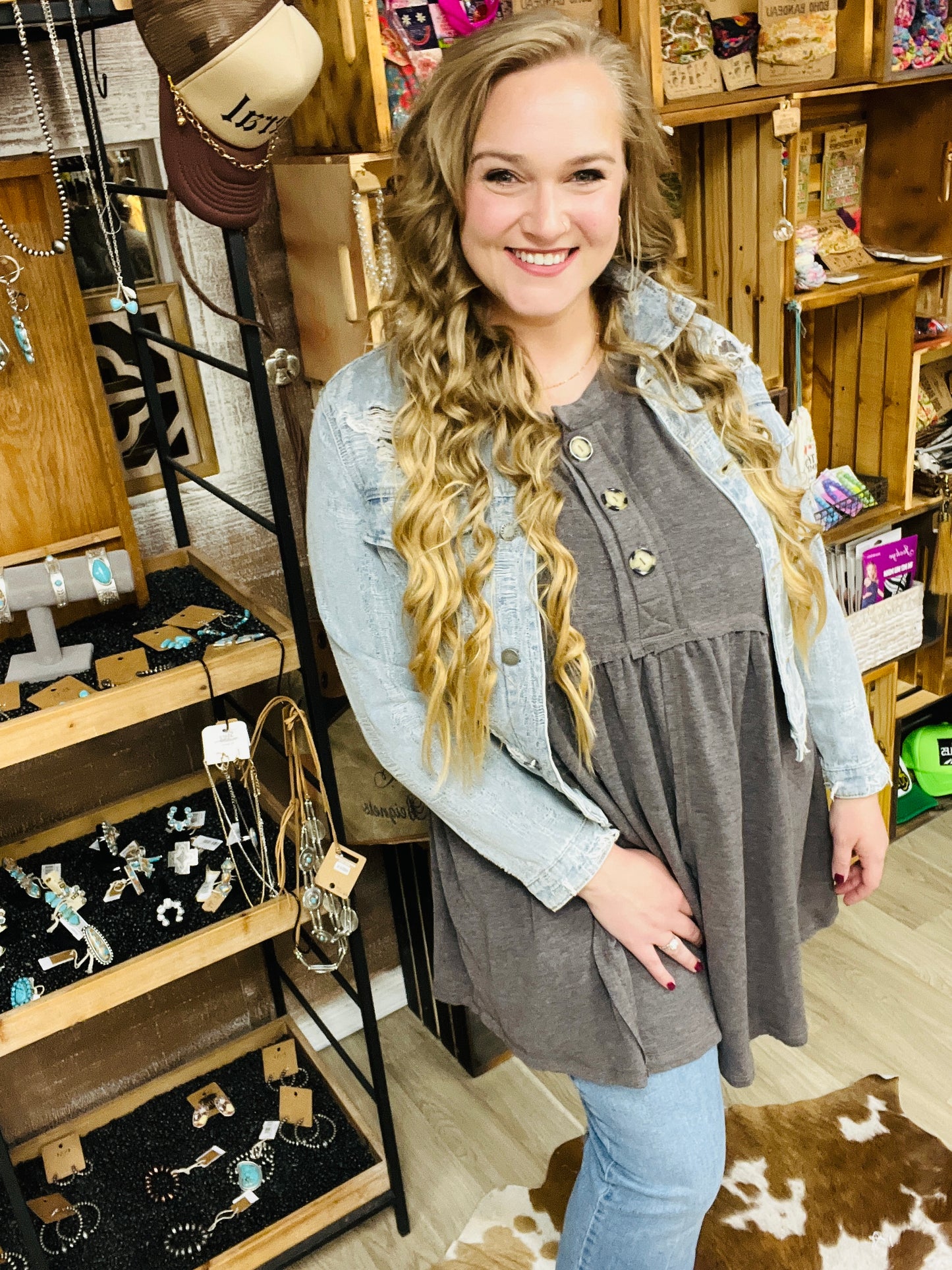 Sweet Nothings Baby Doll Dress - Charcoal