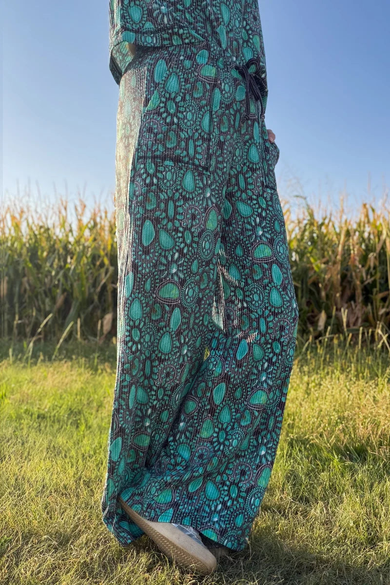 Turquoise Lover Ribbed Pants