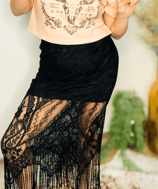 Black & Bold Senora Lace Skirt - Roaming Gypsy Boutique
