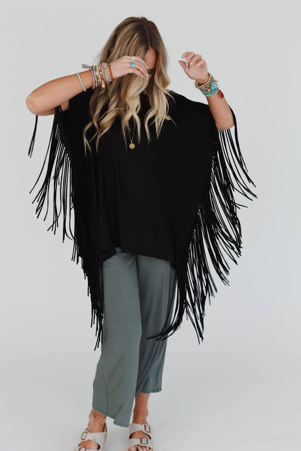 Boho Darlin Fringe Top - Black - Roaming Gypsy Boutique