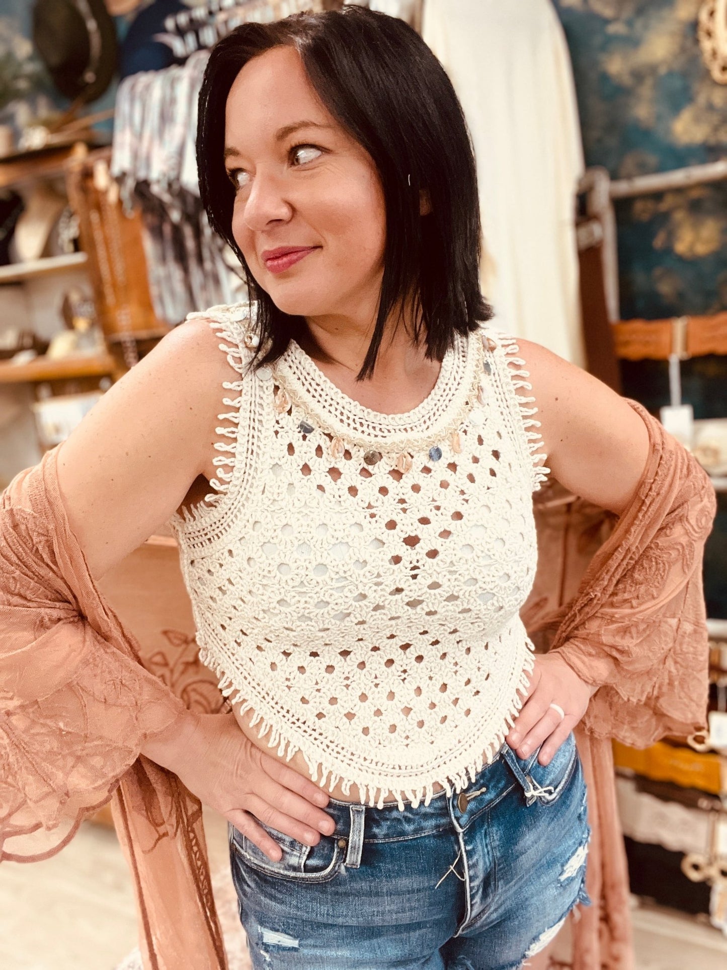 Boho Shores Crochet Tank - Roaming Gypsy Boutique