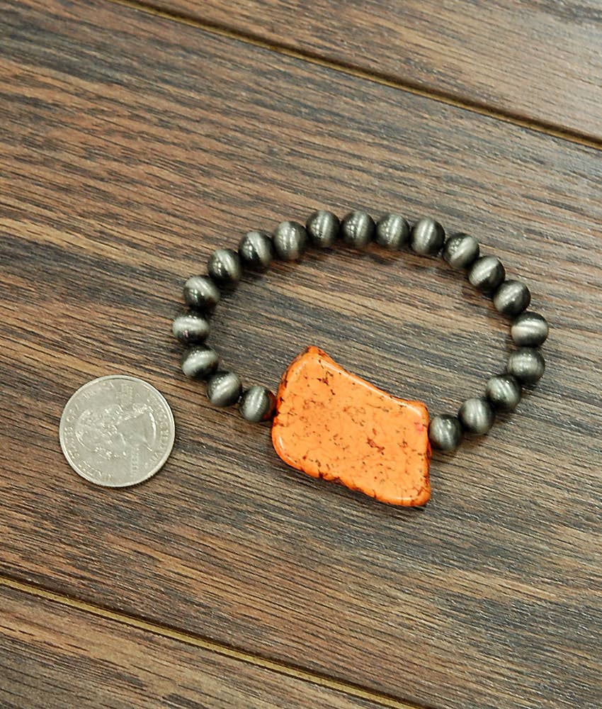 Orange Slab Stretch Bracelet