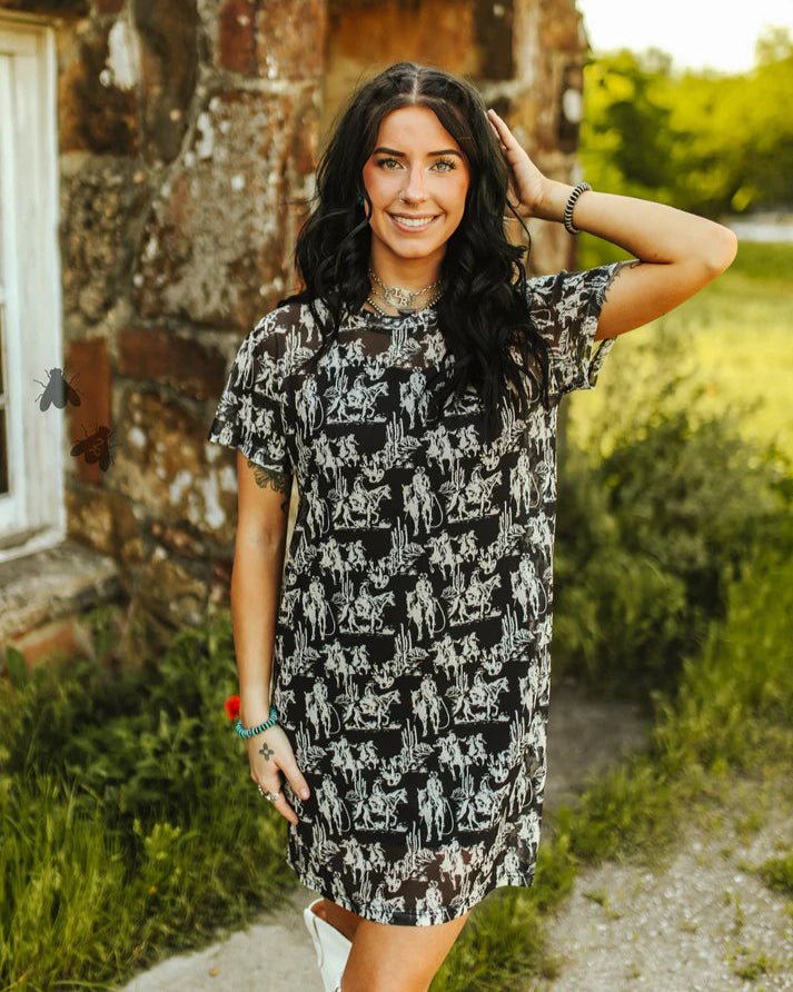 Curvy Midnight Ride Mesh Dress - Roaming Gypsy Boutique