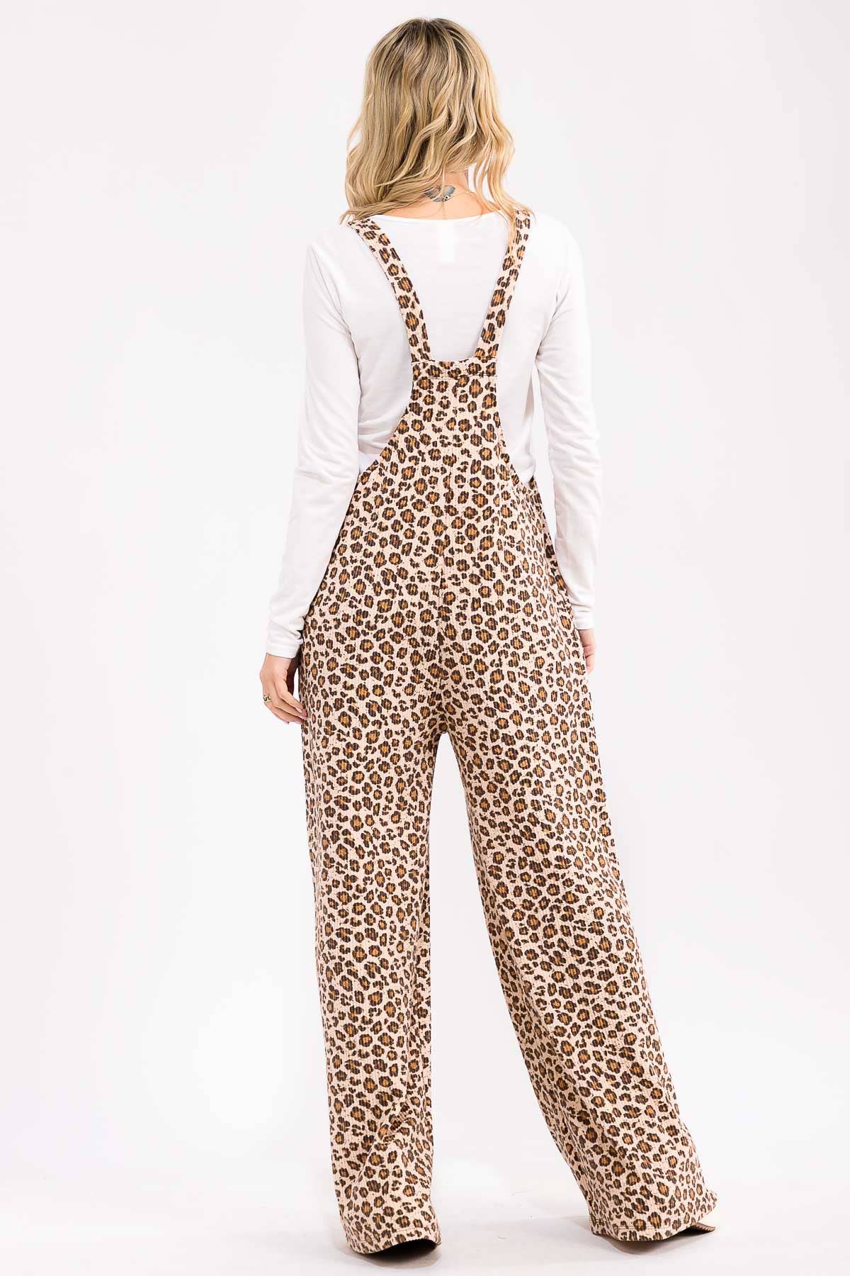 Lucy Leopard Wide Leg Overalls