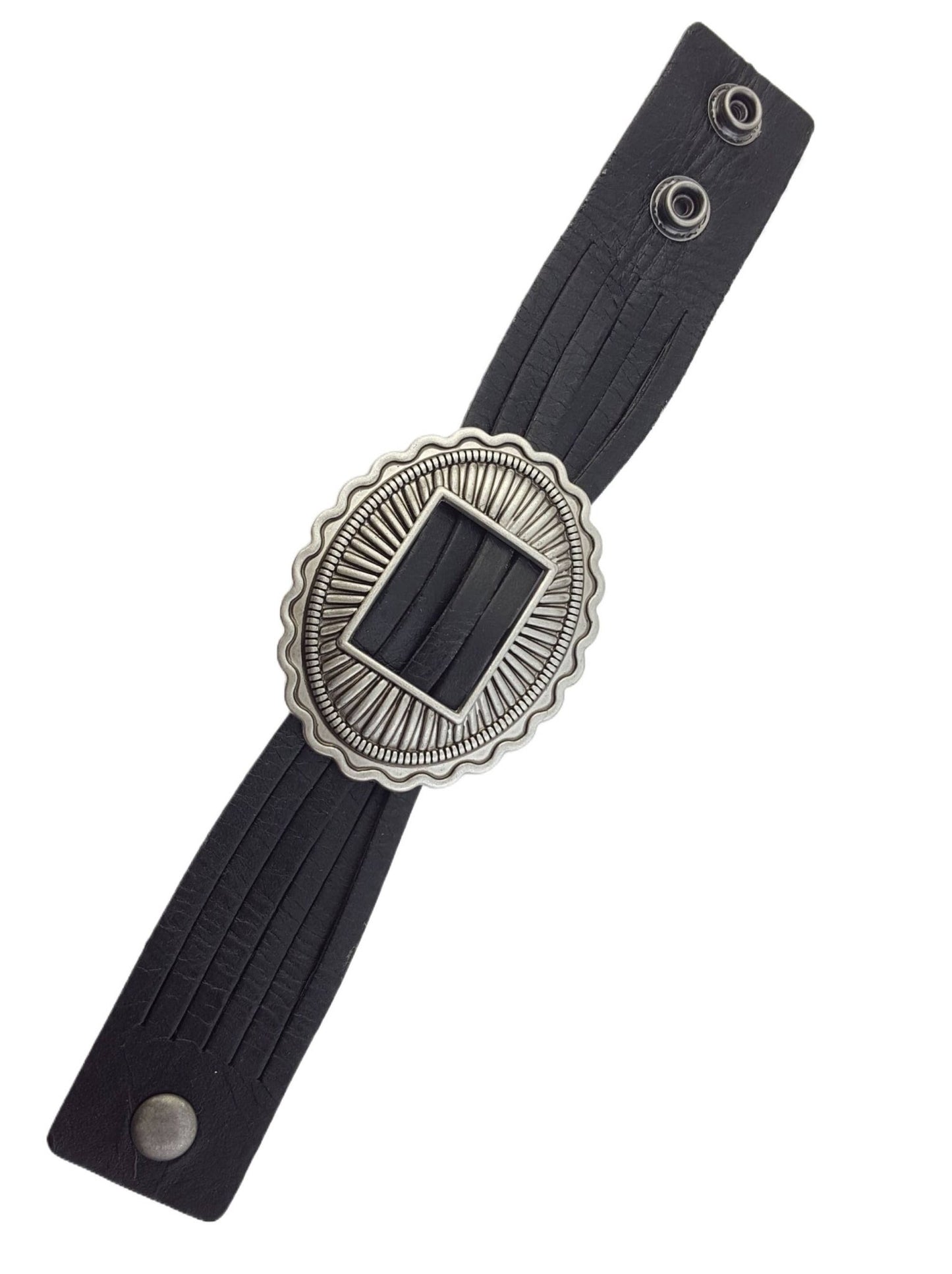 Genuine Leather Cuff with Sliding Concho - Roaming Gypsy Boutique