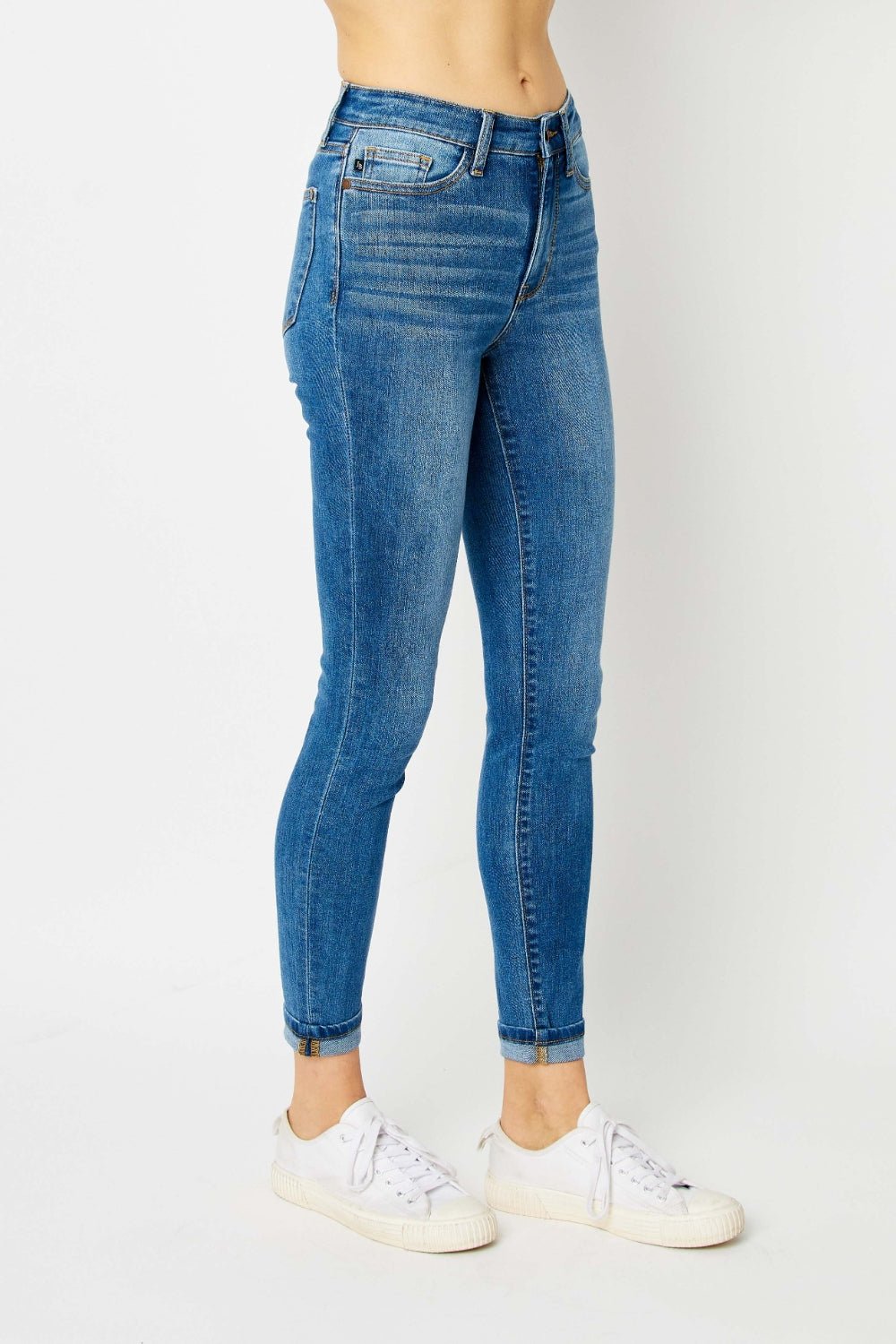 Judy Blue Full Size Cuffed Hem Skinny Jeans - Roaming Gypsy Boutique