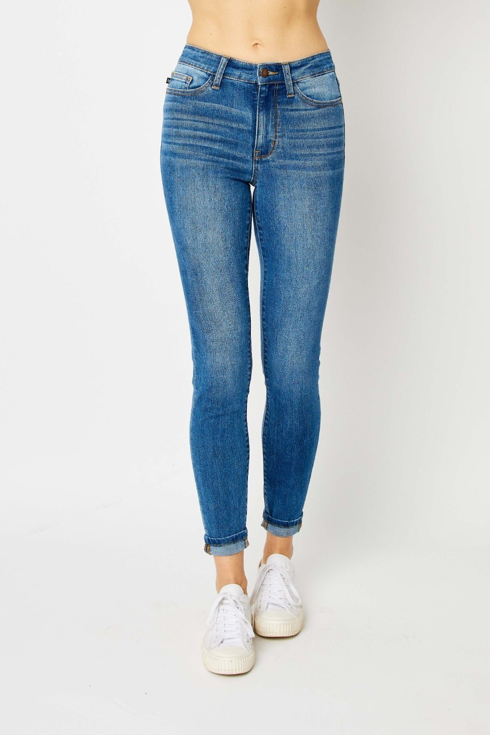 Judy Blue Full Size Cuffed Hem Skinny Jeans - Roaming Gypsy Boutique