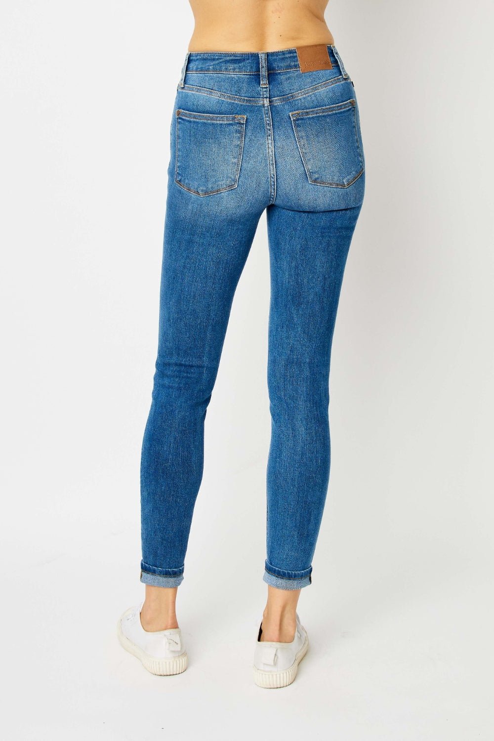 Judy Blue Full Size Cuffed Hem Skinny Jeans - Roaming Gypsy Boutique