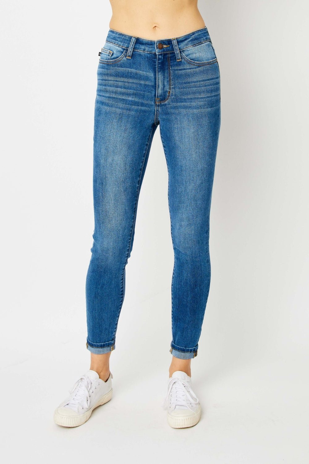 Judy Blue Full Size Cuffed Hem Skinny Jeans - Roaming Gypsy Boutique