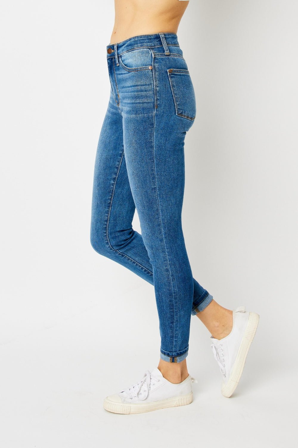 Judy Blue Full Size Cuffed Hem Skinny Jeans - Roaming Gypsy Boutique