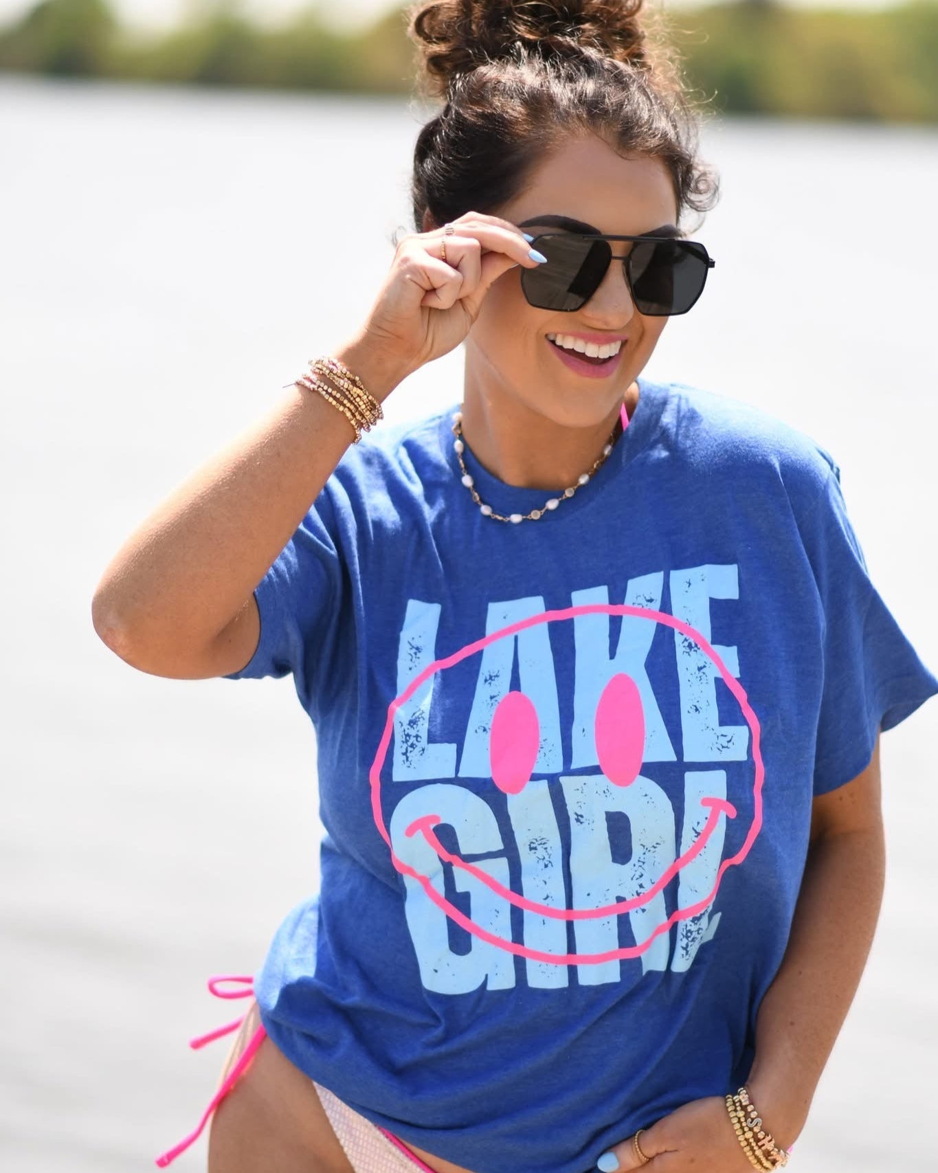 Lake Girl Smiley Electric Tee - Roaming Gypsy Boutique