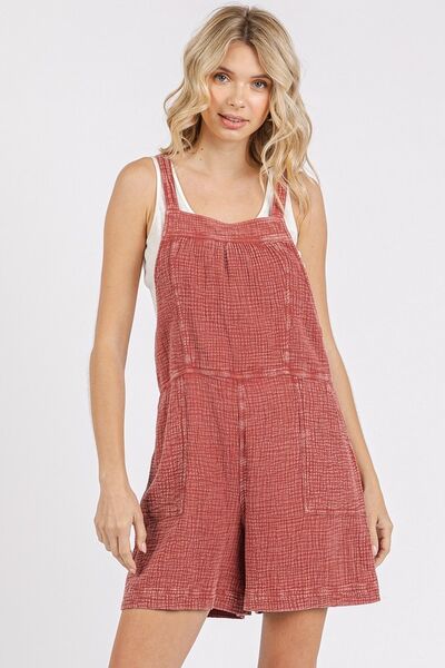 Mittoshop Textured Knotted Wide Strap Overalls - Roaming Gypsy Boutique