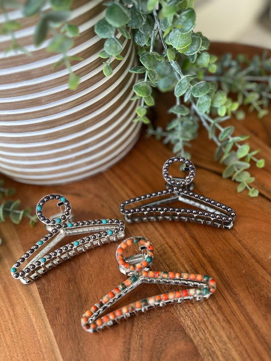 Navajo Pearl Triangle Hair Clip - Roaming Gypsy Boutique