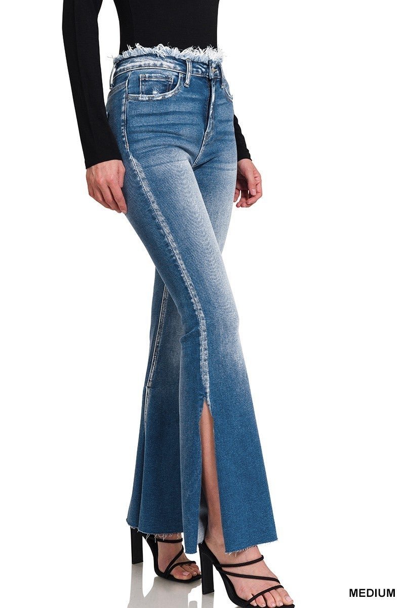 On the Fritz Slit Flare Jean - Roaming Gypsy Boutique