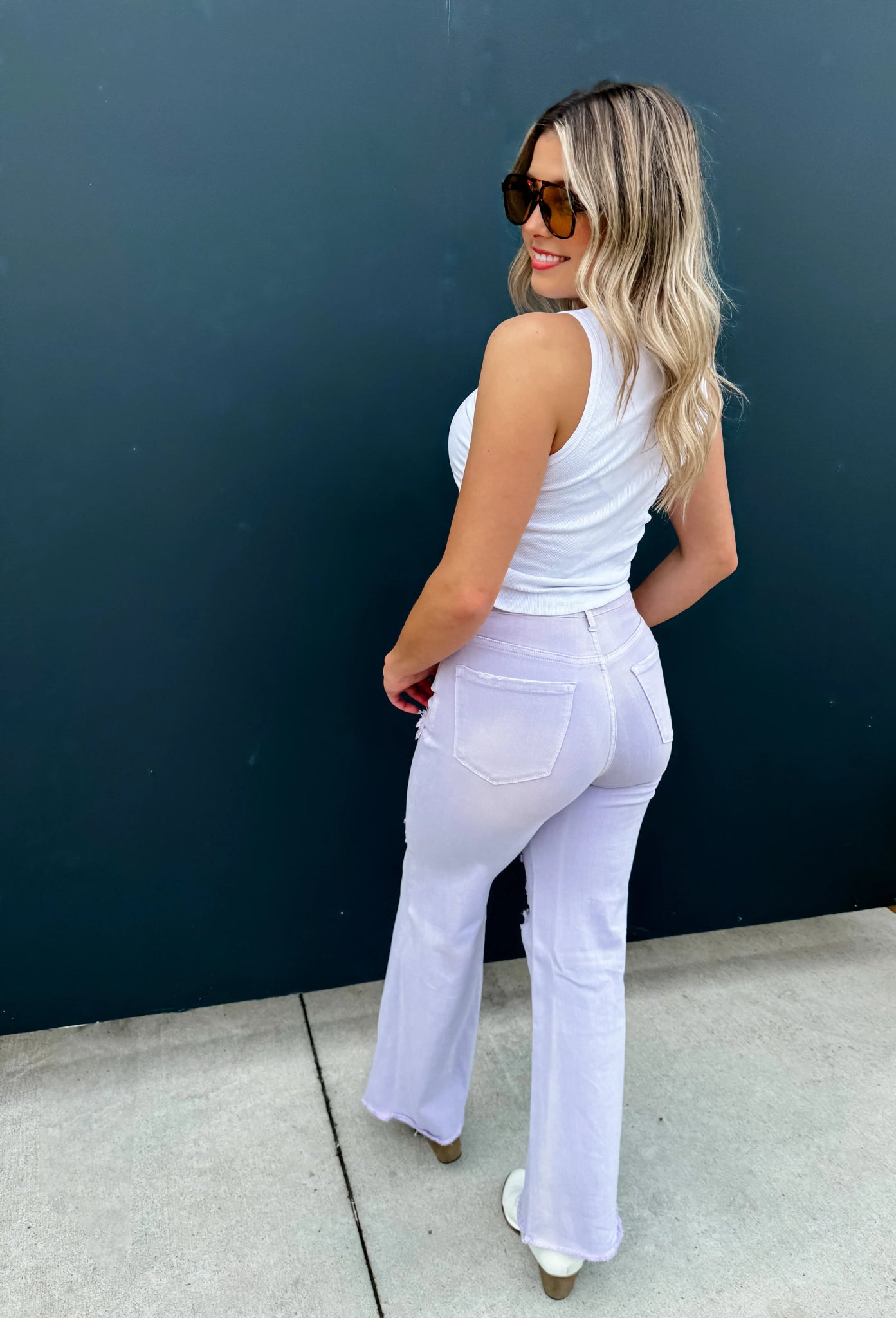 Pastel Perfection Violet Jeans - Roaming Gypsy Boutique