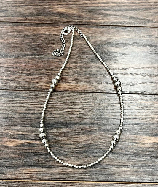 Silver Navajo Bead Necklace - Roaming Gypsy Boutique