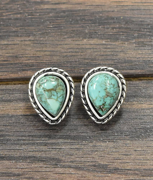 True Turq Droplet Stud Earrings - Roaming Gypsy Boutique