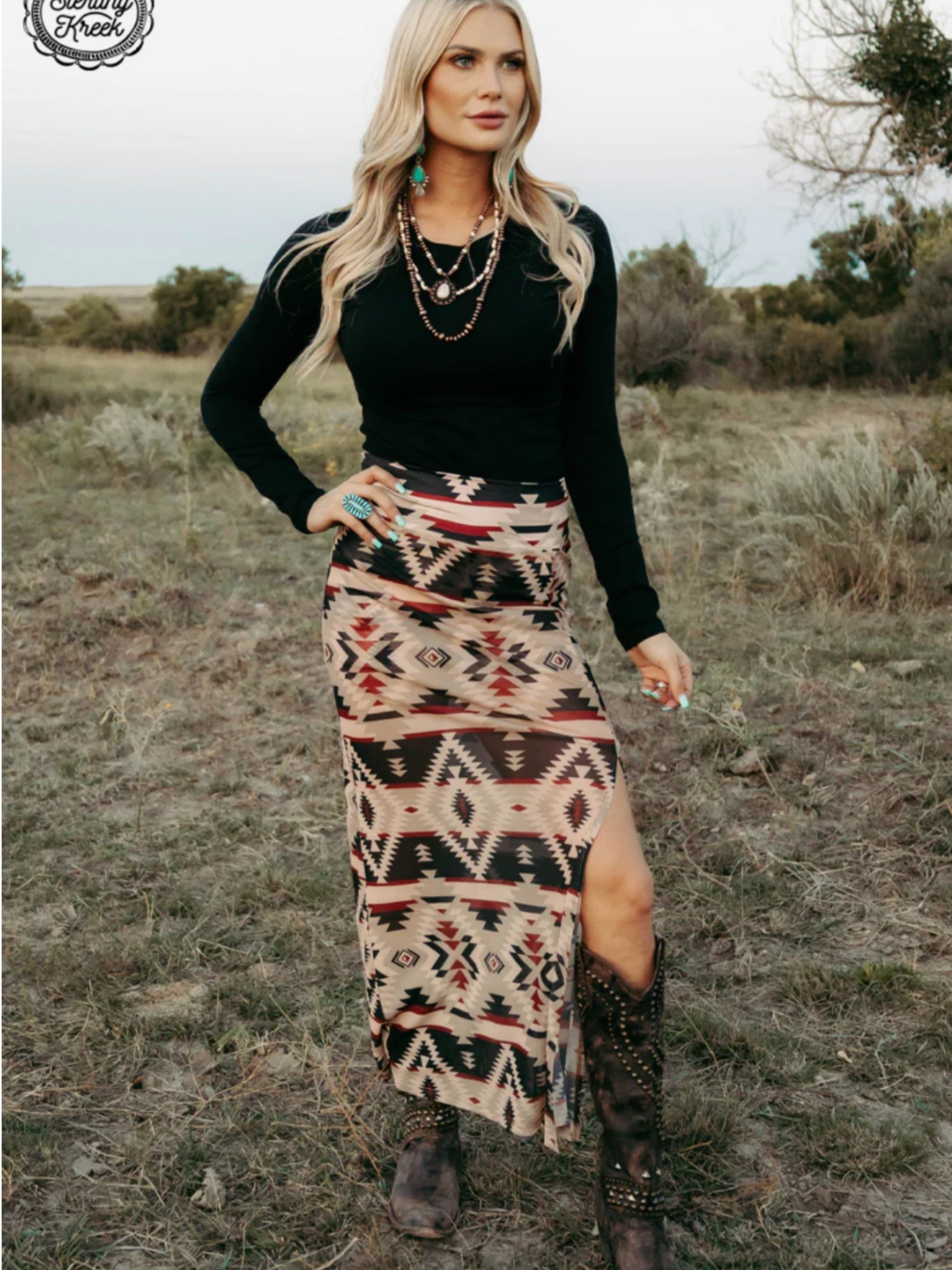 skirt; western skirt; aztec skirt; concert skirt
