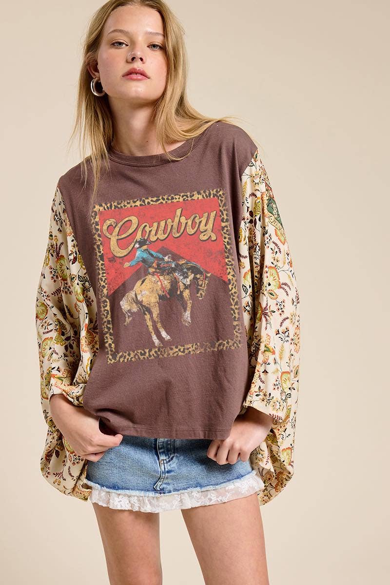 Western Cowboy Leopard Rustic Poncho Top