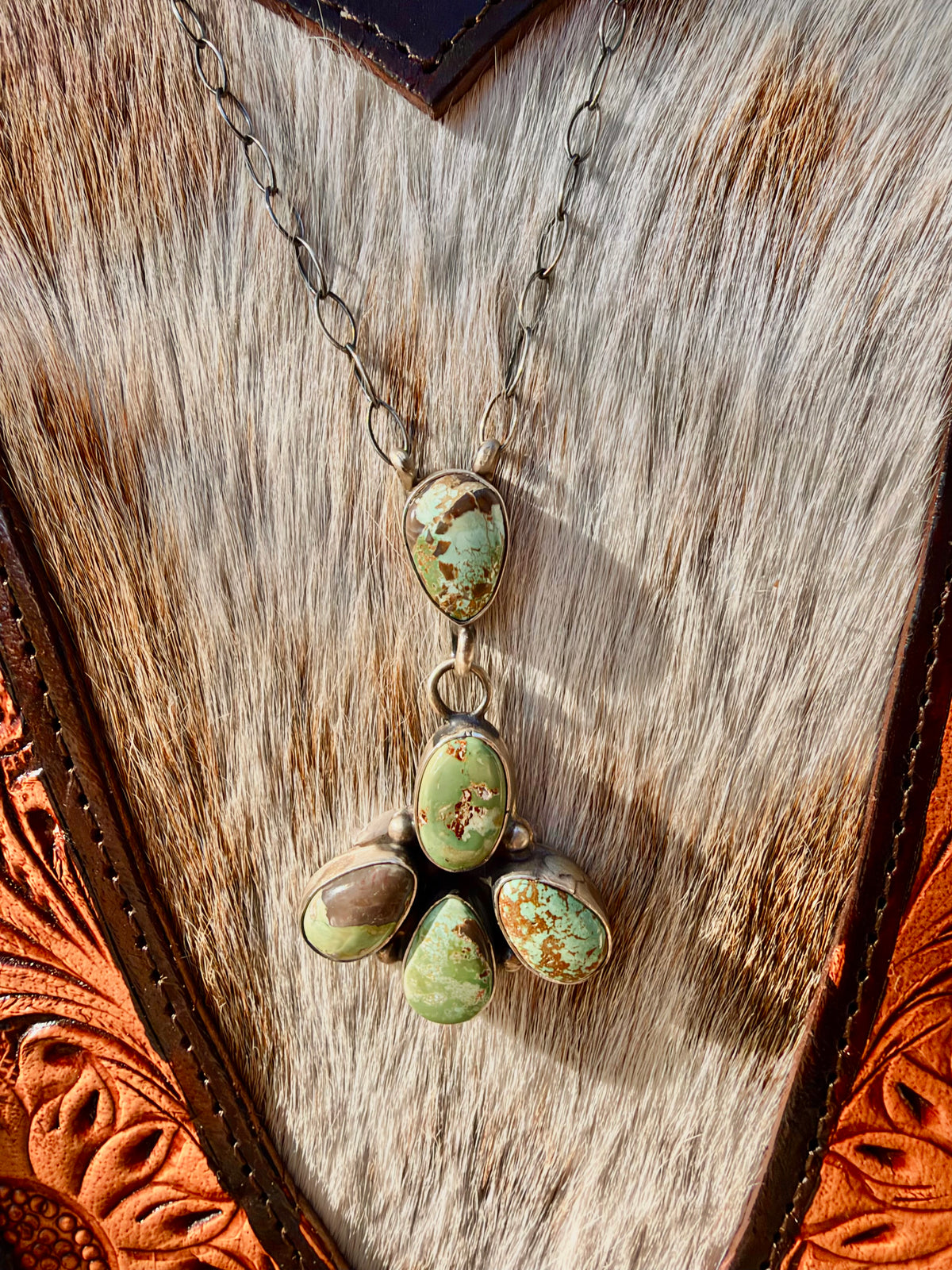 Green Machine Kingman Cluster Necklace