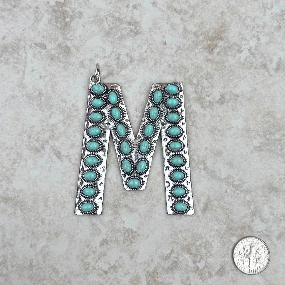 Western Faux Turquoise Initial Pendant