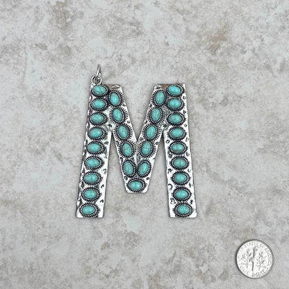 Western Faux Turquoise Initial Pendant
