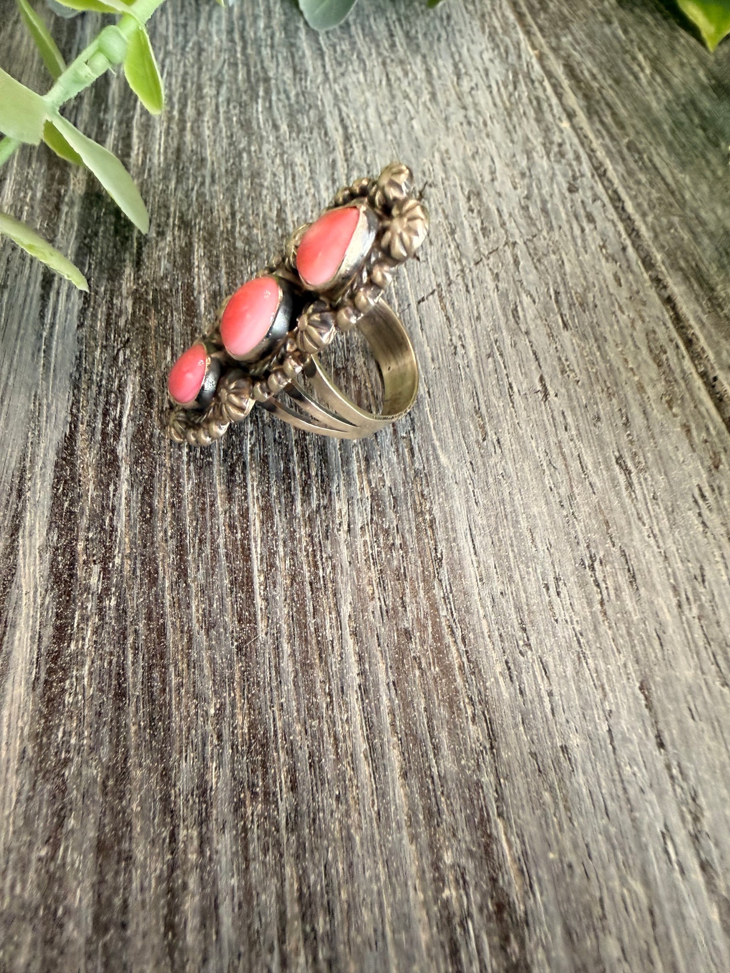 JJJ ~ Triple Pink Conch Ring sz 8.5
