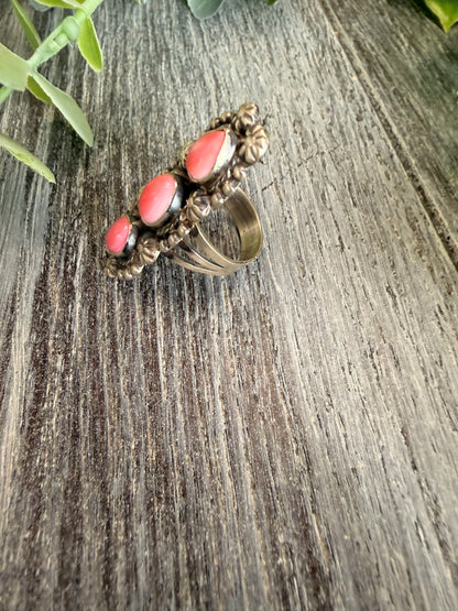 JJJ ~ Triple Pink Conch Ring sz 8.5