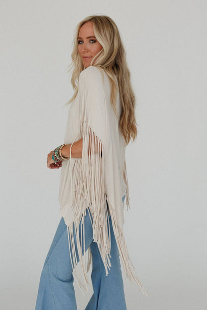 Boho Darlin Fringe Top - Oat