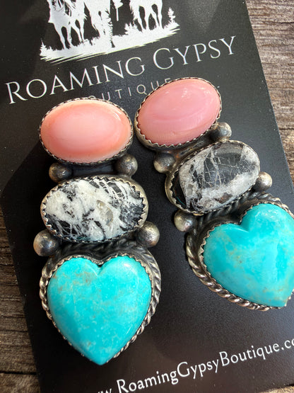 Heartbreaker 3 Stone Earrings