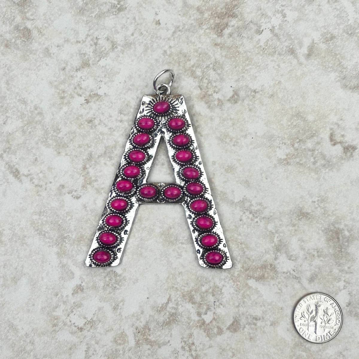 Western Faux Turquoise Initial Pendant