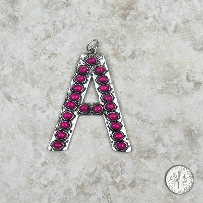 Western Faux Turquoise Initial Pendant