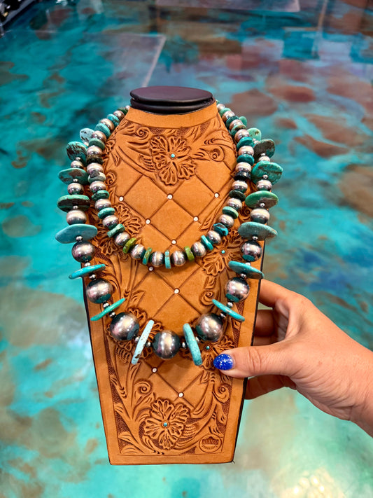 Jaci Turquoise Rondelle & Sterling Silver Pearl Necklace — Pick Your Favorite