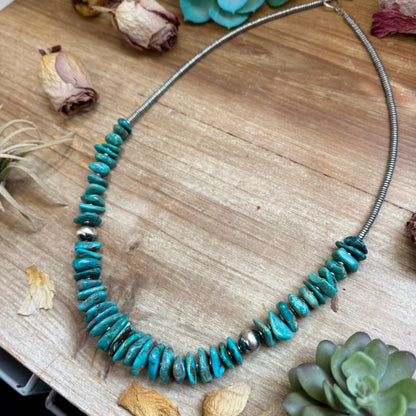 26 inch Graduated Blue Turquoise Statement Necklace