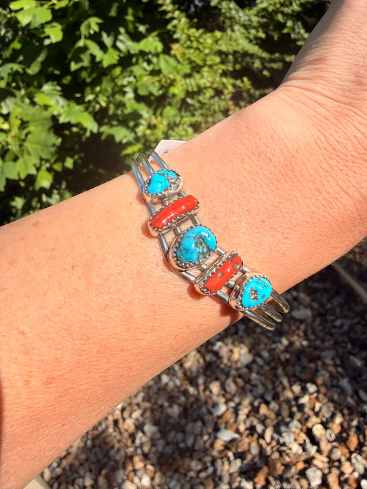 Kree Blanchard - Turquoise + Coral Stacker Cuff