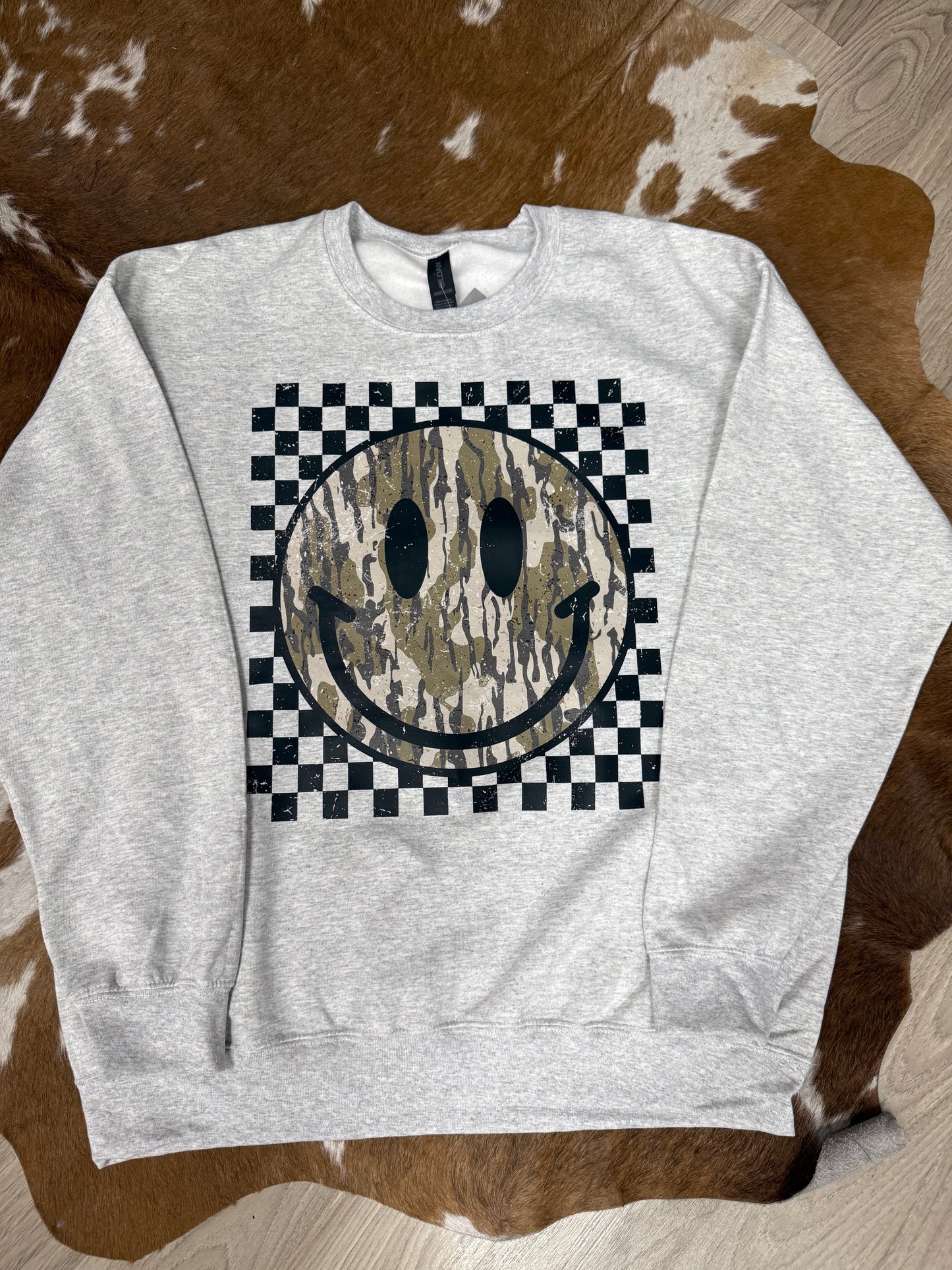 Camo Smiley Crewneck