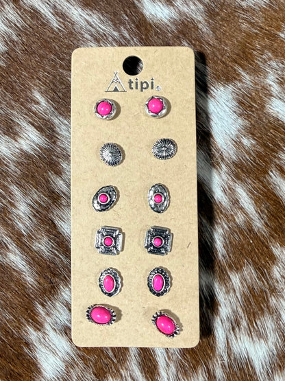 6 Pc. Western Earring Sets