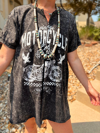 Motorcycle Club Split Tunic Top