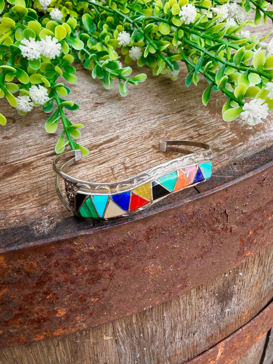 Zuni Inlay Vintage Cuff Bracelet