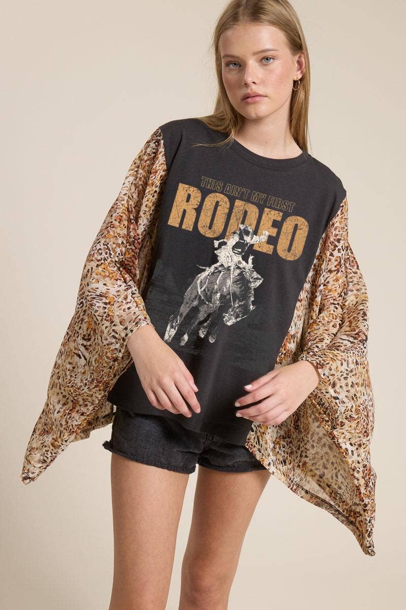This Ain'T My First Rodeo Cowboy Graphic Kantha Top
